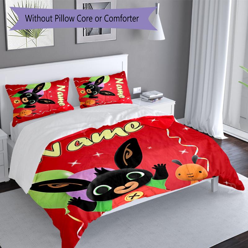 3pcs Custom Name Bing Set,Includes 1 Duvet Cover and 2 Pillowcases,All-season Bedroom Decor