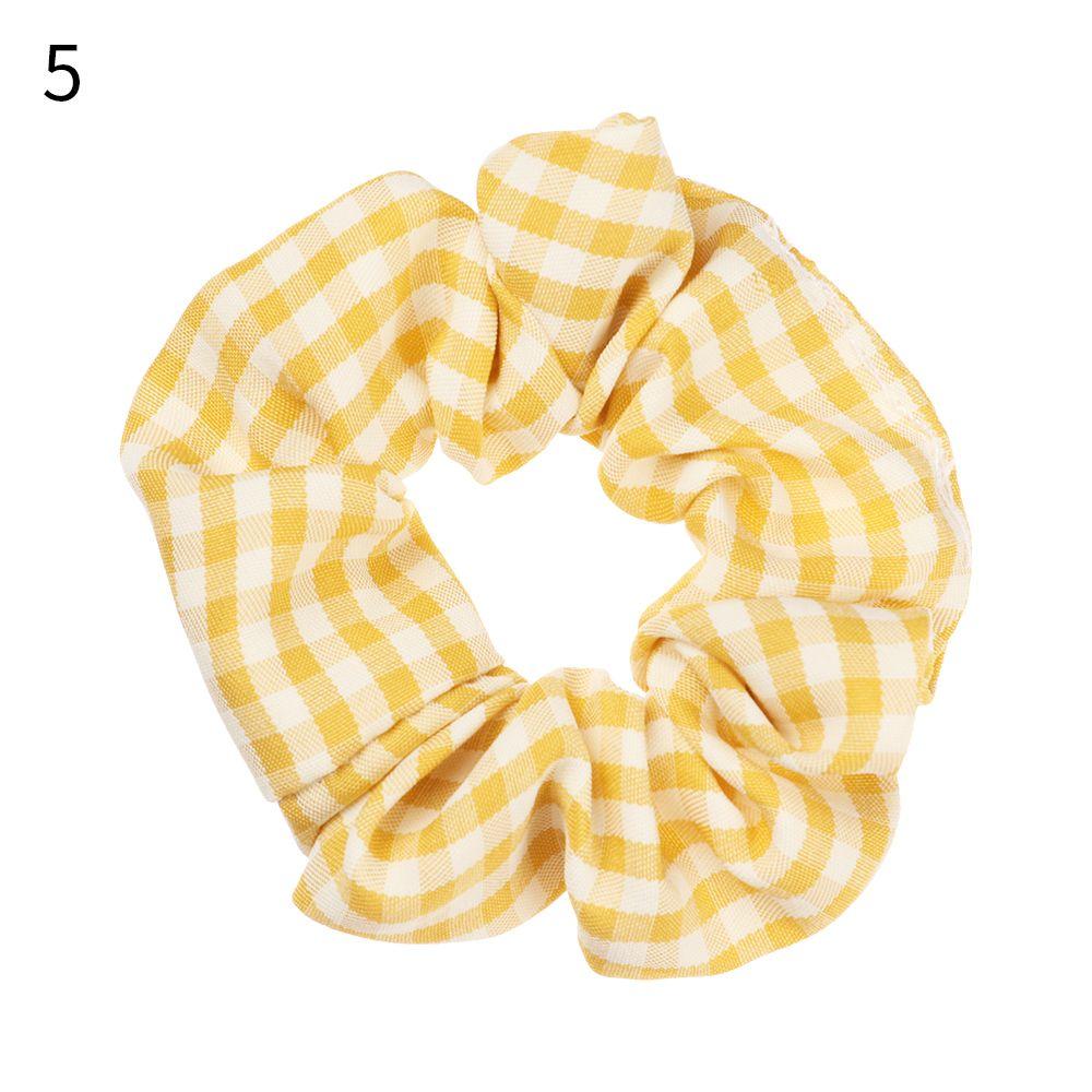 Стиль Цветок Аксессуары для волос Клетчатый принт Желтые резинки Резинки для волос Веревка для волос Головной убор для девочек