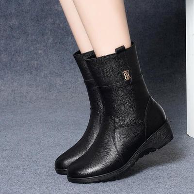 Женские зимние ботинки, обувь для мамы, хлопковые модные полусапоги, внешнеторговля, большой размер, кожаные ботинки