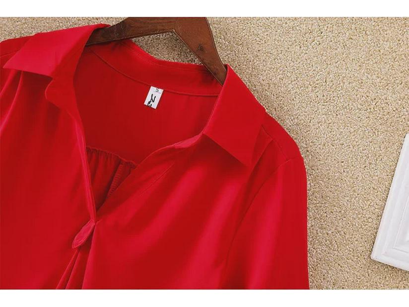 Женское лето 2023 г.: Свободная рубашка из шифона с зауженной талией, средней длины с короткими рукавами, модный большой размер.