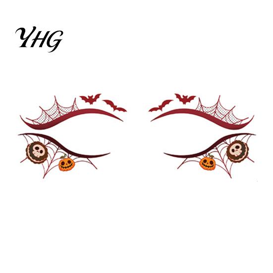 Cosplay Makeup Accessories Halloween Face Temporary Tattoos for Women, Waterproof Pumpkin Spiderweb Costume Eye Art Stickers Masquerade Carnival