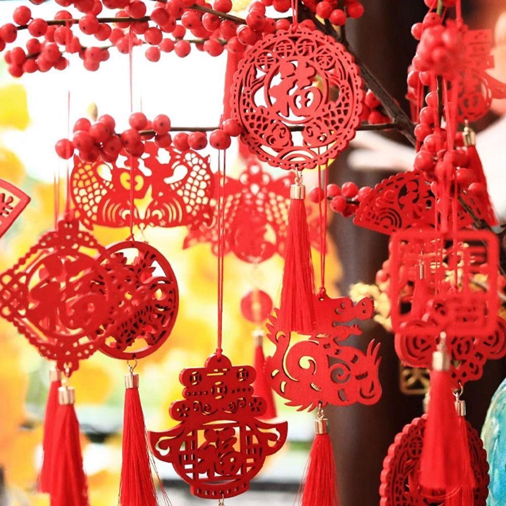Wooden Chinese New Year Ornament Chinese Style Festival Ornaments Home