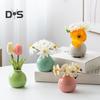 Mini Ceramic Vase Solid Color Glazed Flower Vase Desktop Decor Miniature Bud Vase for Small Hydroponic Plants Flowers Office Living Room Bedroom