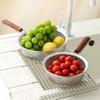 Wooden Handle Mesh Skimmer Spoon Multipurpose Stainless Steel Colander  For Kitchen Cooking