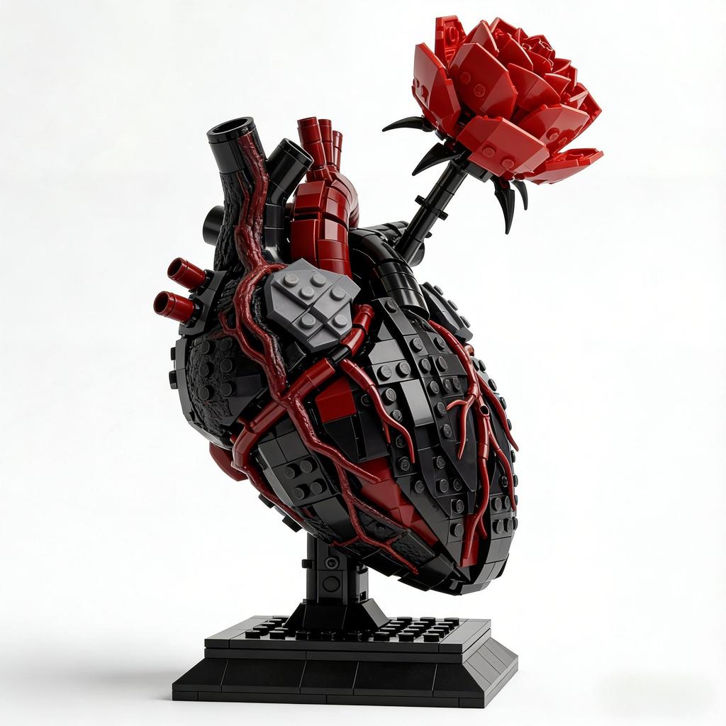 Модель из строительных блоков «Сердце и Цветок» MOC | Креативный Арт-Декор | Веселая DIY Головоломка | Для Подростков и Взрослых | Идея для Подарка