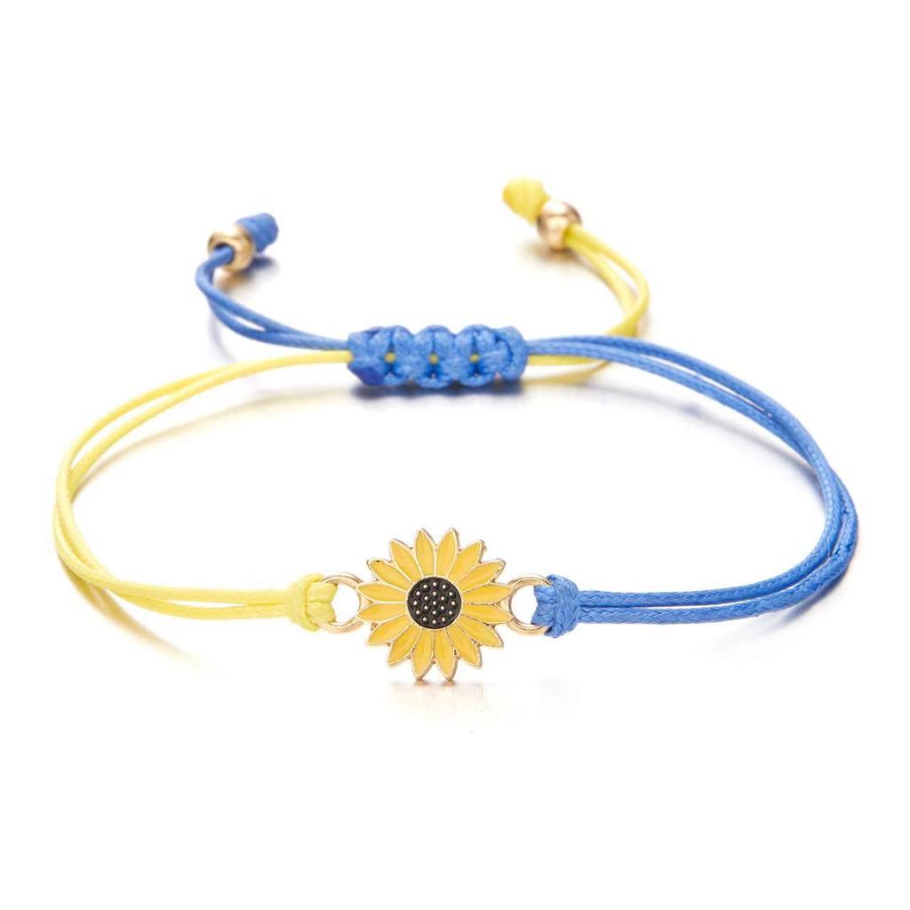Alloy Sunflower Daisy Wax Rope Friendship Bracelet