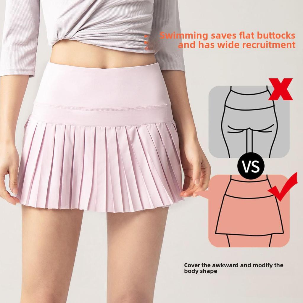 Юбка-брюки в европейско-американском стиле: Спортивные шорты со складками, быстросохнущие, с защитой от воздействия внешней среды для летнего фитнеса