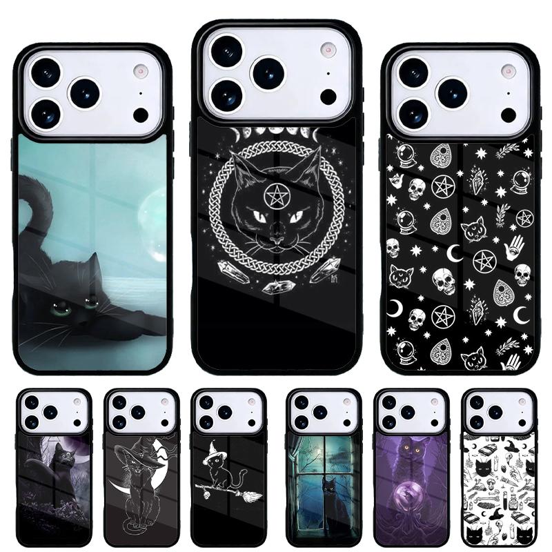Колдовство Хэллоуин Кот Темная Ведьма Чехол для Телефона для iPhone 17 Air 16e 15 14 13 Pro Max Задняя Крышка для 12 11 Pro Coque