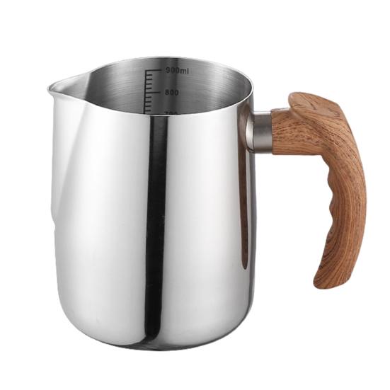 600ML/1000ML Latte Art Cup Stainless Steel Latte Jug Thickened Espresso Milk Frothing Cup with Handle for Home