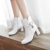 Fashion Female Comfortable Thick Heel Ankle Boots Fashion Buckle Zipper Boots Women Round Toe Fall Winter Shoes Black White Pink 456