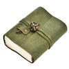 Journal Premium Leather Diary With Metal Key Closure And  Recycled Handmade Paper (Green)