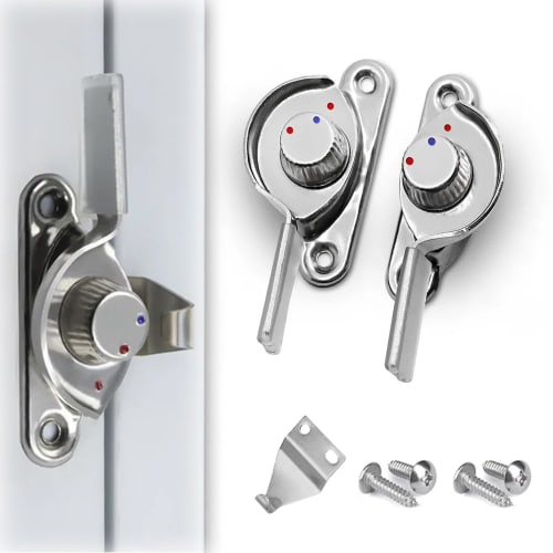 XINSHEYE Crescent Lock, Sash Lock, Sash Key, 2-Pack, 50mm Center Hole Spacing, Left and Right Sash Lock, Cam Latch Handle, Universal Security, Easy In