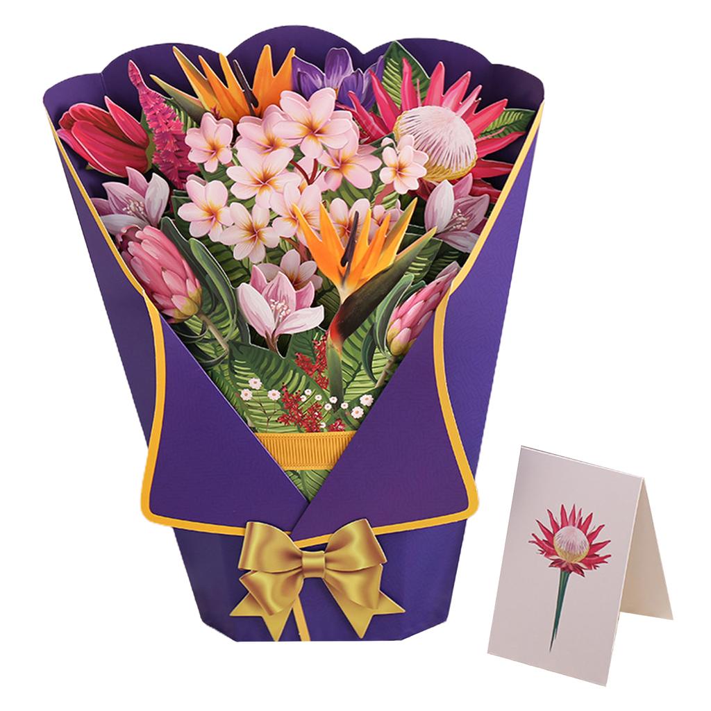 1 шт., открытка с букетом цветов 33*25,5 см, 3D значимый подарок