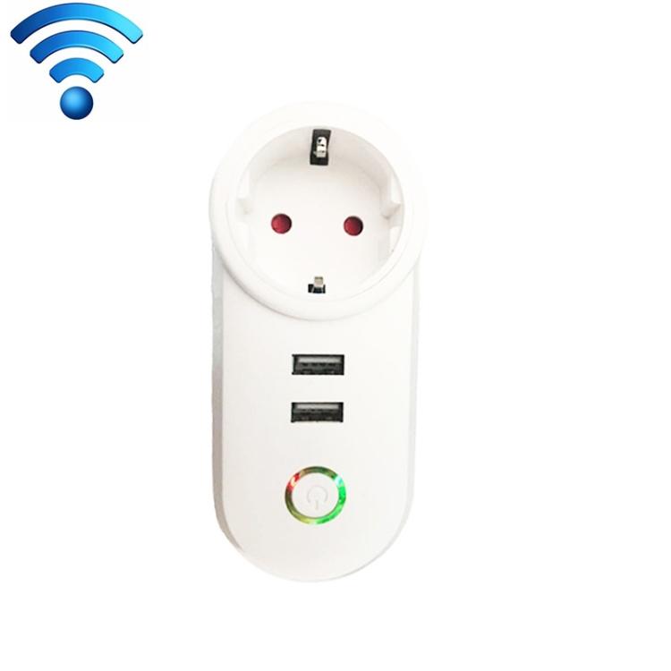 SA-002 2 USB Ports + 1 UK Socket WiFi Smart Power Plug Socket, Compatible with Alexa and Google Home, AC 110V-230V, UK Plug