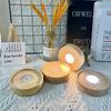 Round Wooden LED Light Base INS 10cm Rechargeable Lamp Holder Desktop Ornaments Energy-saving USB Display Night Lamp Holder