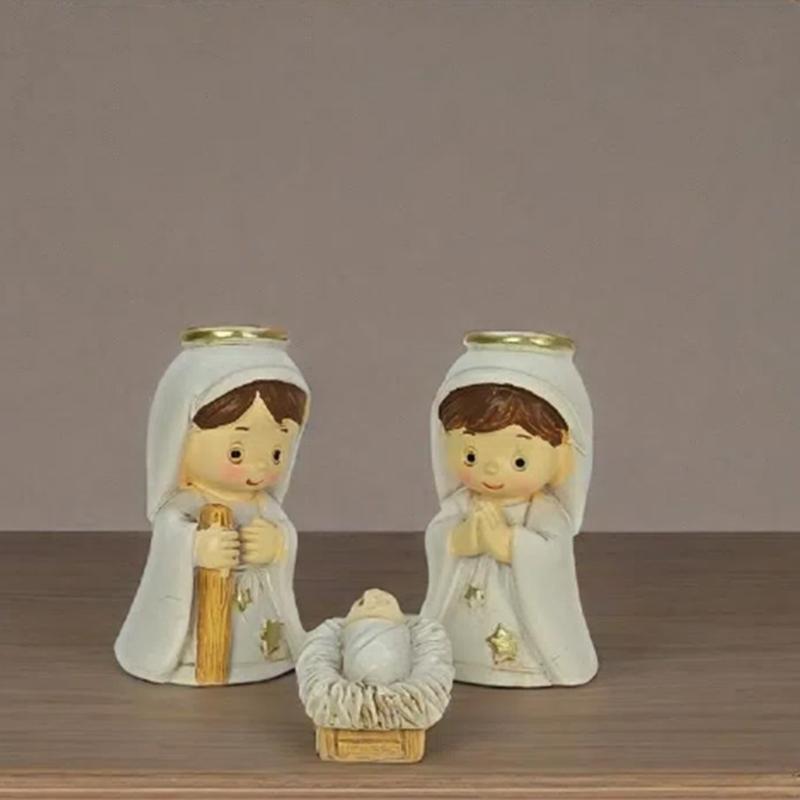 Рождественские фигурки для рождественского вертепа из смолы, статуэтка сцены Рождества Христова со стойлом, статуэтка Святого Семейства, настольные центральные элементы, домашний декор