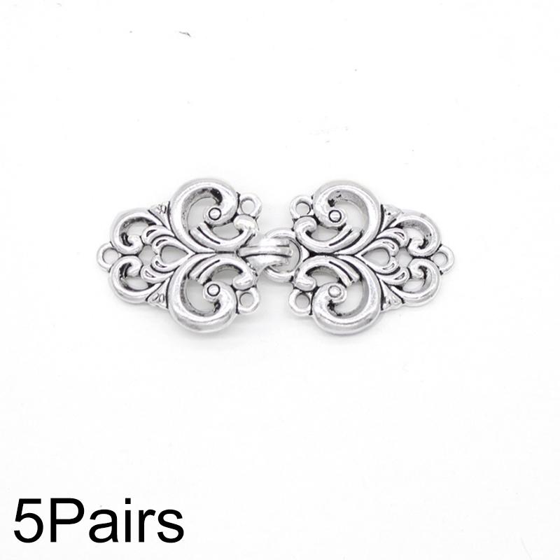 5 пар/упаковка Застежка Ретро Клипса для кардигана Застежка для одежды Сплав цинка DIY Вихревой цветок Застежка для кейпа/накидки Пуговица