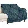 Black, Teal & Aqua Protea Doodle Pattern Throw Blanket Nap Loose Luxury Thicken Shaggy Soft Beds Summer Blankets