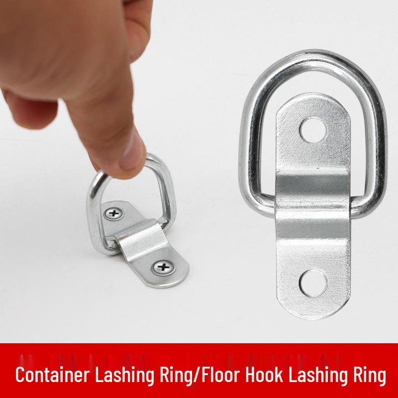 Galvanized Iron D-Ring Floor Hook: Small, Fixed, Semicircular Buckle