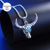 Bull Head Pendant Men Necklace Long Chain Retro Punk Sweater Necklace