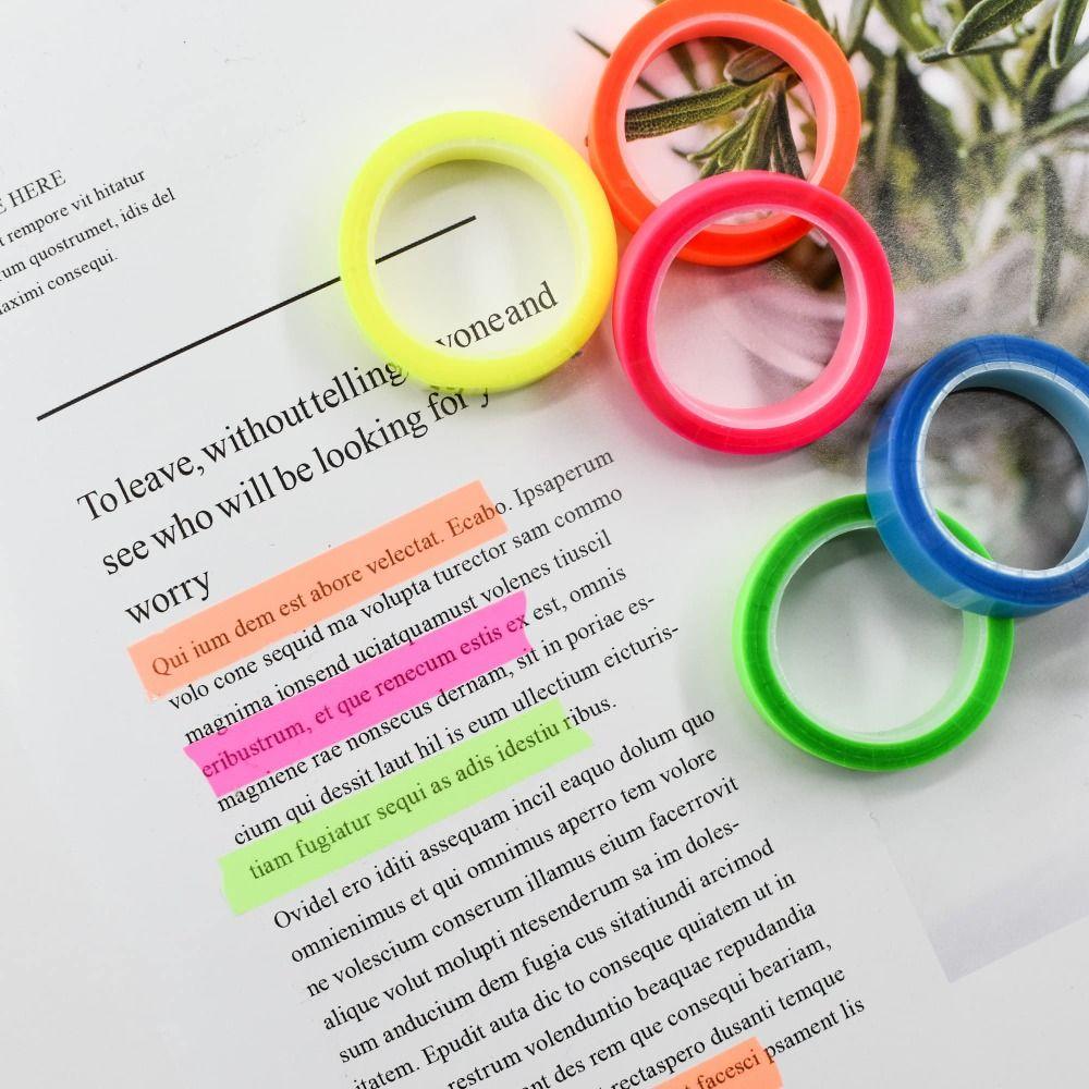 5 Rolls Fluorescent Highlighter Sticker 5 Rolls Marking Sticker Label Stickers Office Supplies