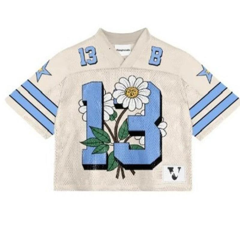 Футболка Y2K American Harajuku Hip Hop Fashion Football Jersey Streetwear Vintage Casual Breathable Splicing Free Short Sleeve