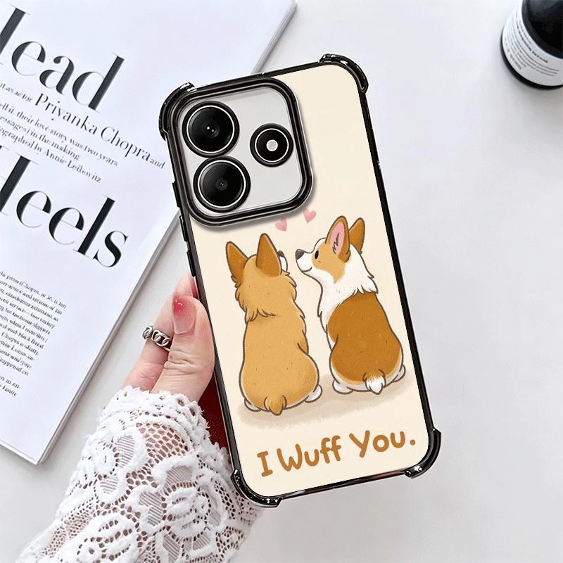 Corgi Dog Cute Plating Phone Case For Xiaomi Redmi Note 14 15 Pro Plus 13 12 11 11S 11T 10 9S 9 5G Anti-Fall Airabag Cover