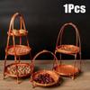 1Pcs Fruit Food Vegetable Bamboo Woven Basket 1/2/3 Layers Standing Tray Storage Basket  For Kitchen