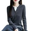 Women's 100% Pure Wool Crew Neck Knitted Sweater - Fake Two-Piece Long Sleeve Base Shirt for Autumn