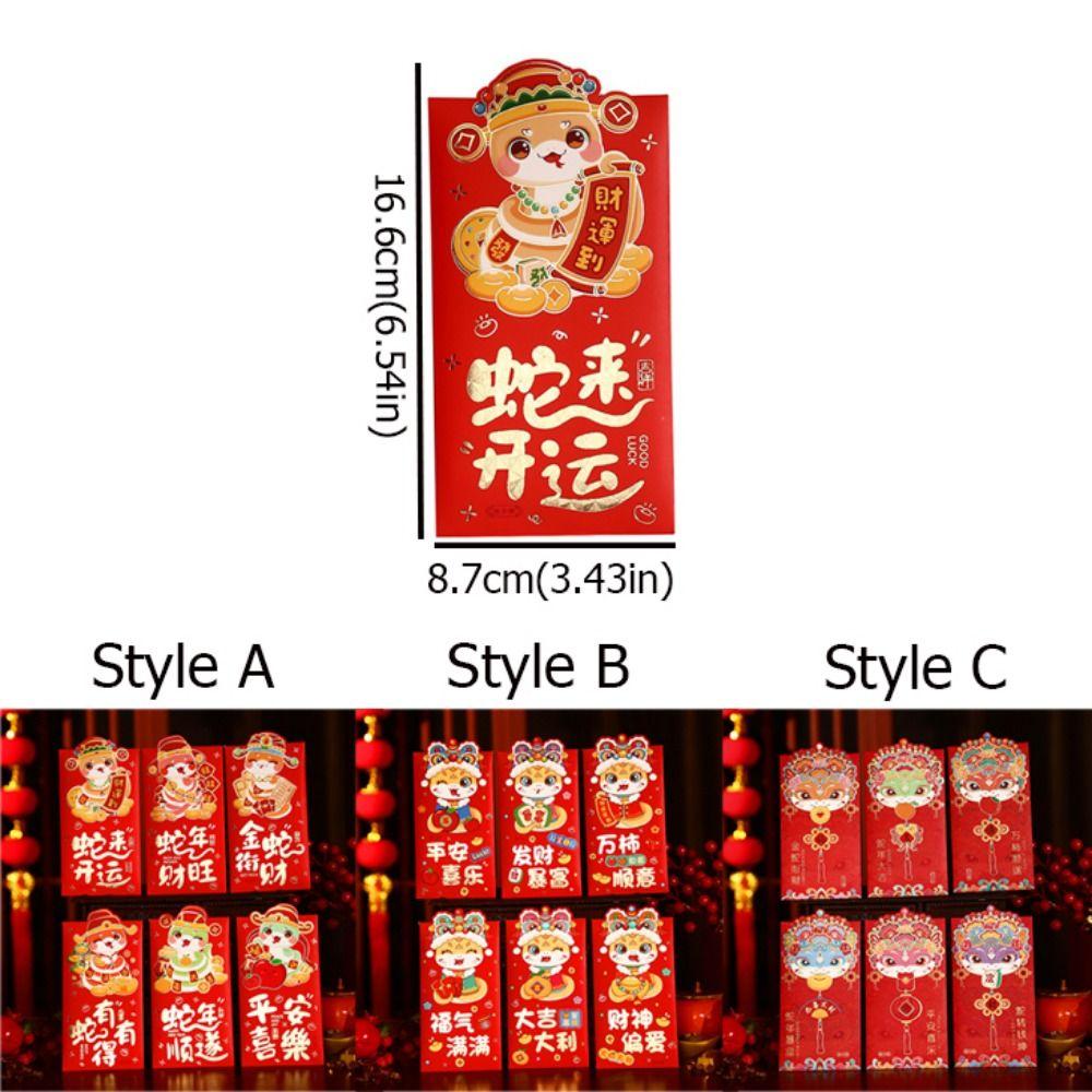 6pcs/set Cartoon Snake Year Red Envelopes Chinese Style Money Packet Chinese New Year