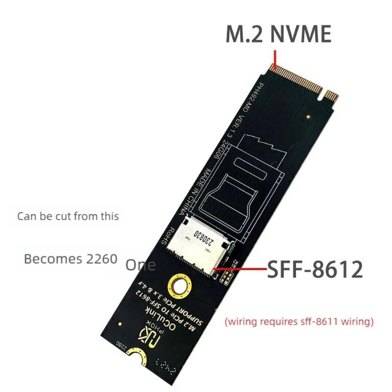 PCIe4.0 Compatible M.2 NVMe To OcuLink SFF-8611 SFF-8612 Adapters Supports U.2 U.3 SFF 8639 SSDs Installation