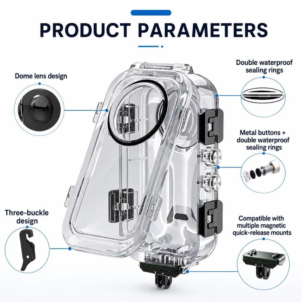 60M Invisible Dive Case Underwater Diving Shell for Insta360 X6 Action Camera Accessories