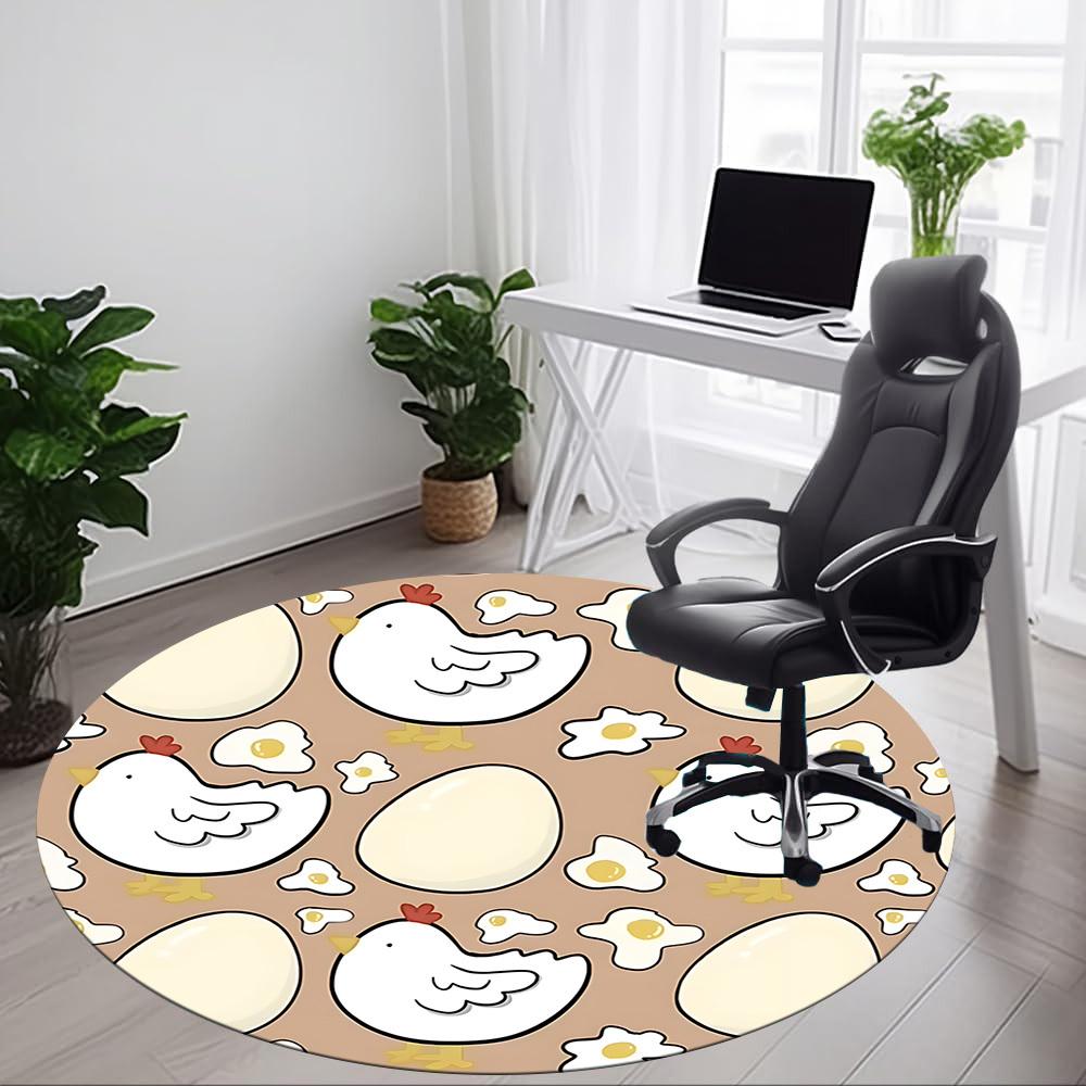 1pc Egg Hen Office Round Rug, Non-slip, Soft and Durable Office Rug for Interior Decoration, Perfect for Office, Beautiful Decoration yy260323080