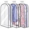 Прозрачные пакеты для одежды с боковыми вставками, 40-дюймовые пакеты для костюмов для хранения в шкафу, для развешивания одежды, рубашек, пальто, платьев, 3 штуки