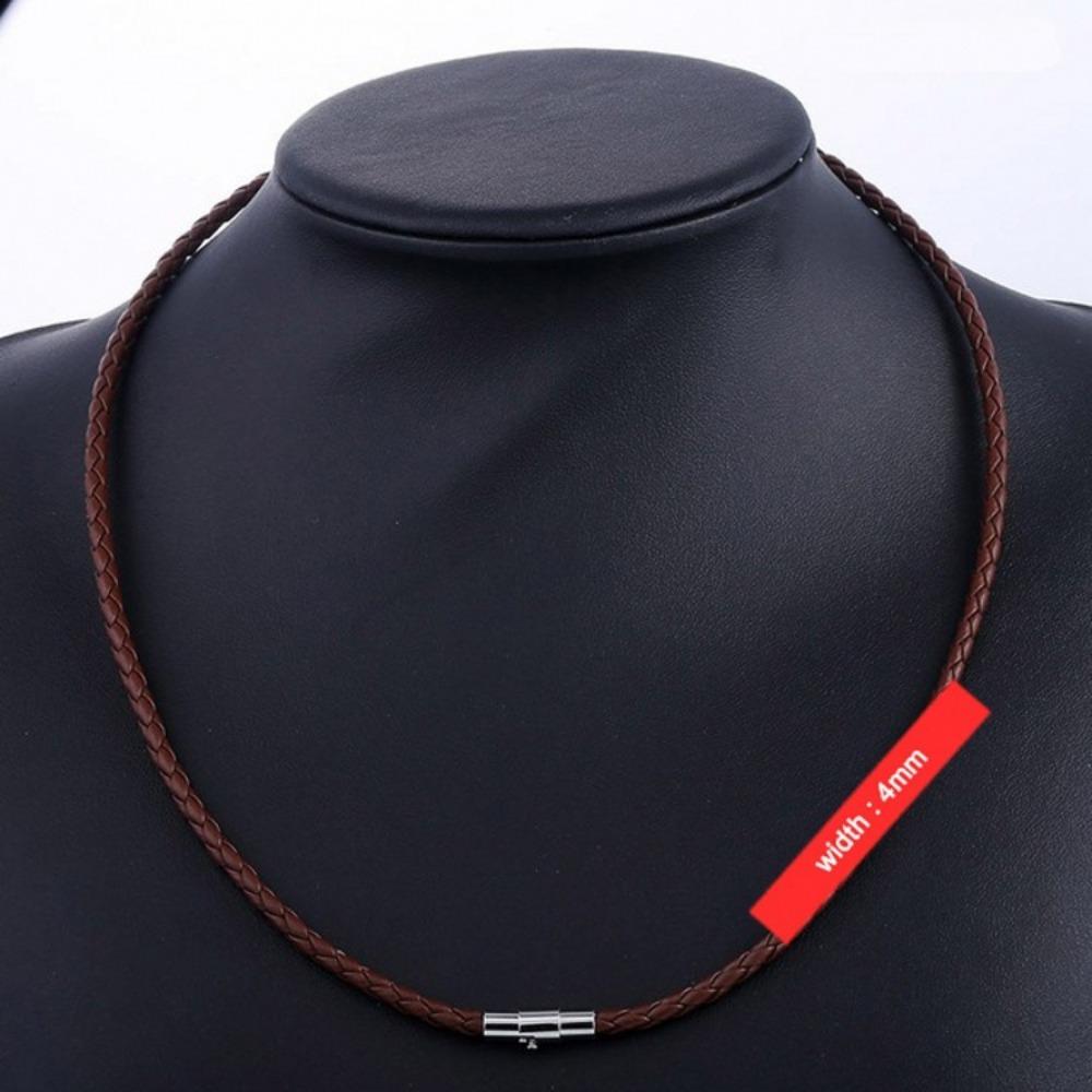 Мужской коричневый плетеный кожаный шнур 4/6/7 мм из нержавеющей стали с магнитной застежкой