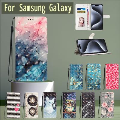 Чехол-кошелек из искусственной кожи с 3D-узором для Samsung Galaxy S7 S8 S9 S20 S21 S22 S23 S24 S25 Note8 Note9 Note10 Note20 A10 A12 A13 A14 A15 A16...
