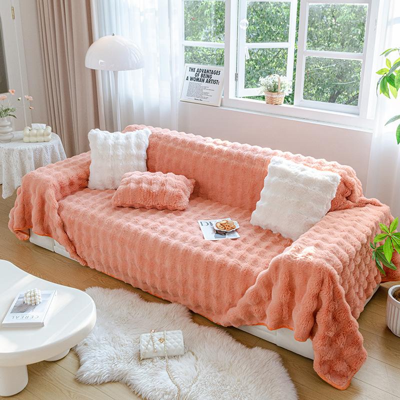 Декор комнаты, плюшевое покрывало из меха кролика, покрывало для кровати, зимний толстый теплый чехол для дивана, полотенце, одеяла для гостиной на 1/2/3/4 места