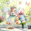 1 Sheet Cute Rabbit Egg Decals Easter Stickers Angel Rabbit Showcase Entrance Glass Electrostatic Patch Easter Party Decoration