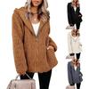 Women's Solid Color Hooded Long Sleeve Zip Plush Sweatshirt Coat Outwear