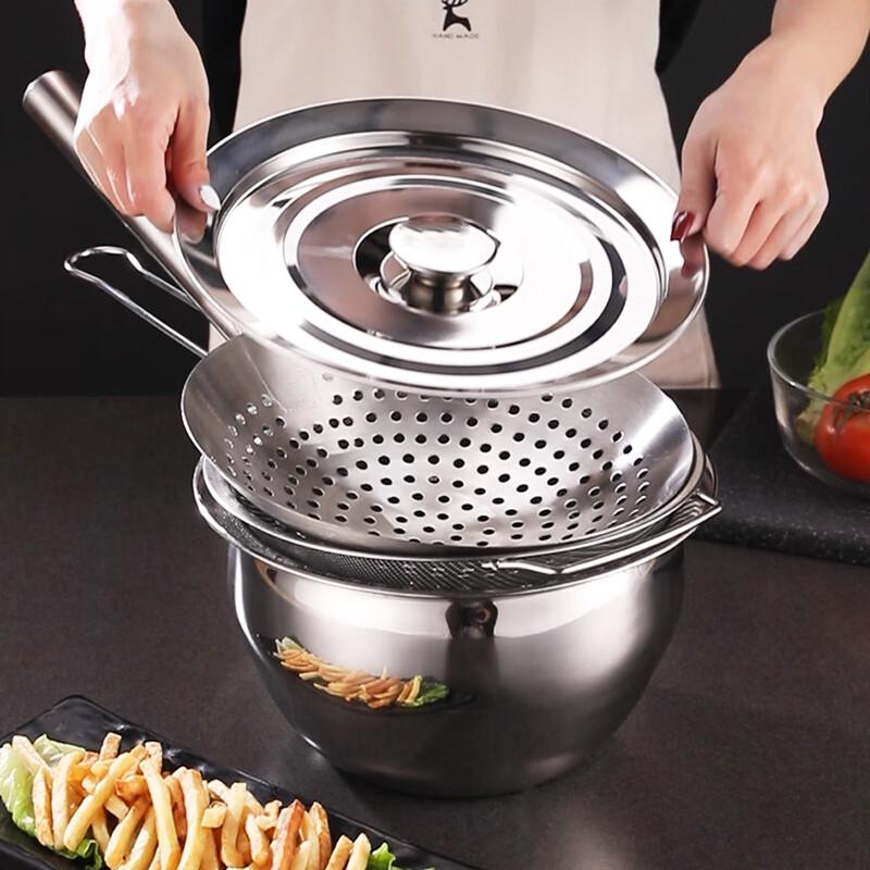 Cidian 304 Stainless Steel Deep Frying Skimmer & Pot Set