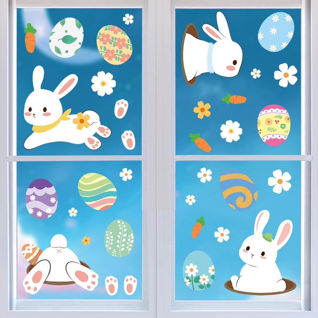 9 Sheets Summer Window Clings Stickers Double-Sided Window Decals Tropical Flamingo Green Plants Coconut Tree Designs Summer Hawaii Colorful Flower