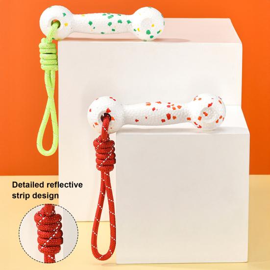 Interactive Pets Chew Toy Dumbbell Dog Toy Wear-resistant Rope Ball with Reflective Strips Dental Care Dog Toy