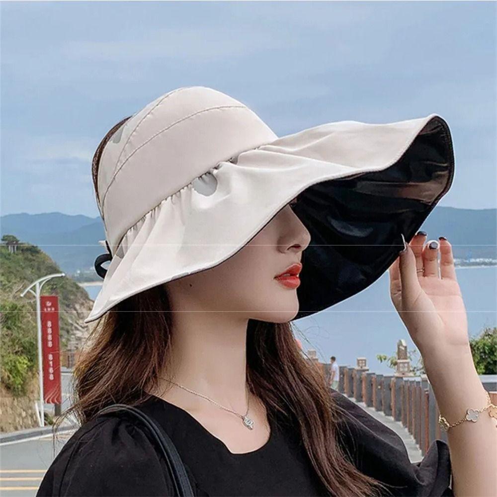 UV Protection Summer Sun Cap Foldable Sunscreen Bucket Hat Fashion Large Visor Sun Hat  Outdoor
