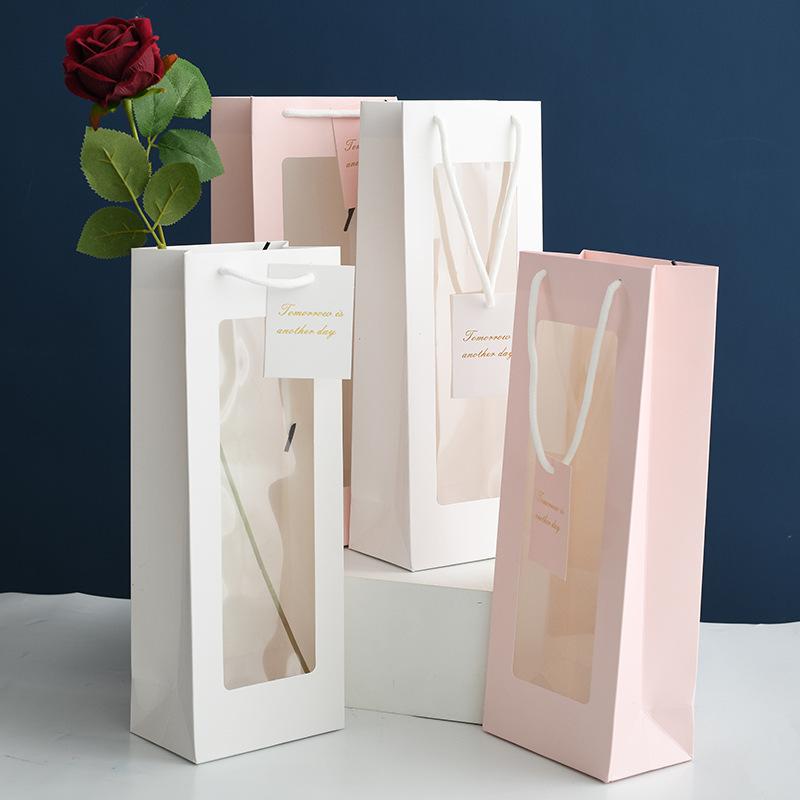 5 шт. Видимые ручные подарочные пакеты простые белые вертикальные окошки для дня рождения, свадьбы, вечеринки, подарочные пакеты ручной работы