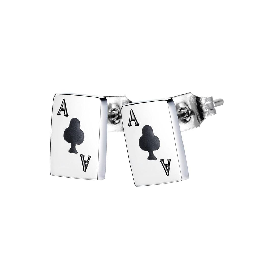 Stainless Steel Stud Earrings for Women Men Poker Queen of Red Hearts Dice Hoops Earrings Piercing Jewelry Accessories Casino