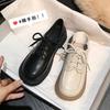 Кожаные туфли на плоской подошве для женщин Huizhou, виноградные, те же самые, одинарные туфли со шнуровкой спереди, новые весенние черные маленькие кожаные туфли