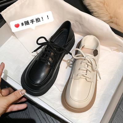 Кожаные туфли на плоской подошве для женщин Huizhou, виноградные, те же самые, одинарные туфли со шнуровкой спереди, новые весенние черные маленькие кожаные туфли