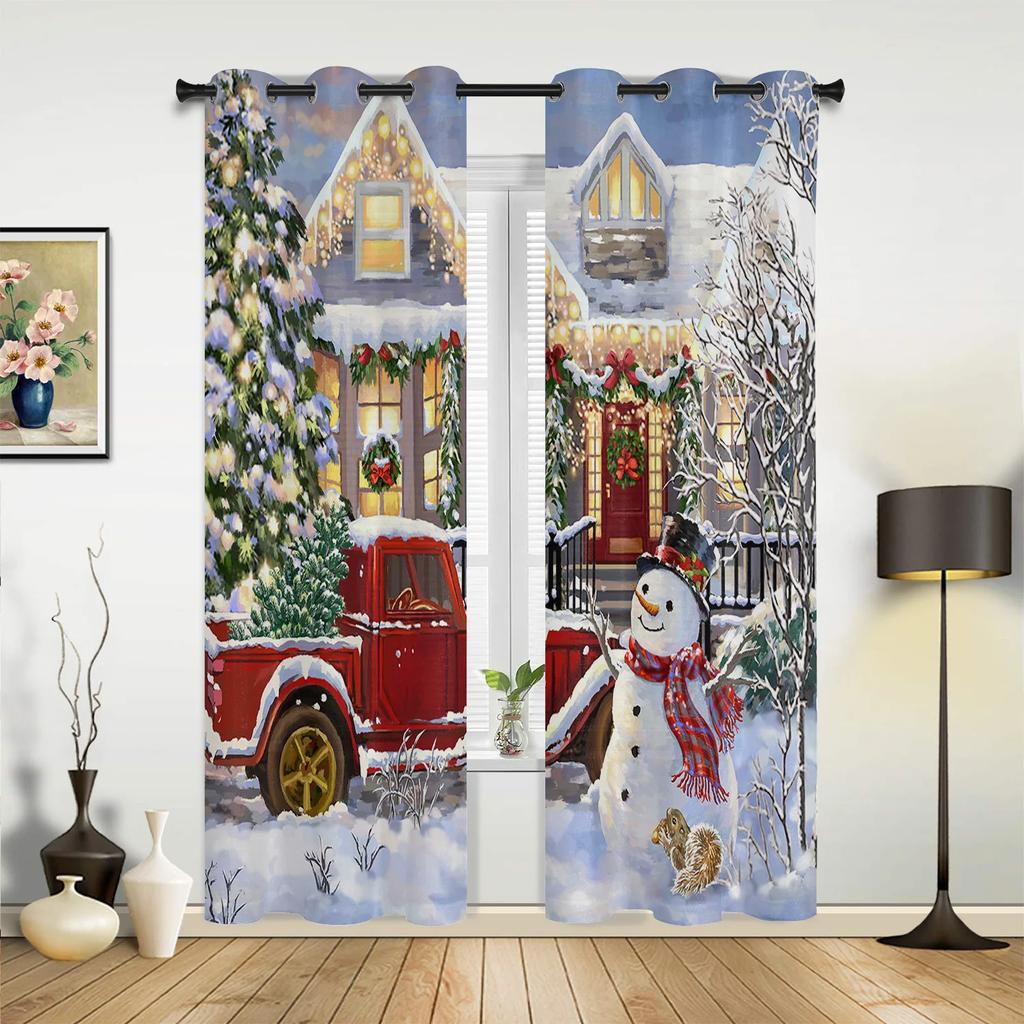 Рождественская елка Подарочные колокольчики Деревня Снег Оконные шторы Декор для дома Спальня Кухня Гостиная Рождественские украшения Рождественские подарки