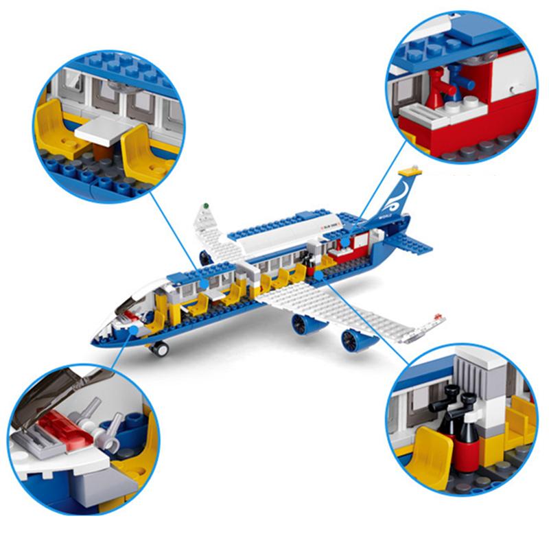 NEW MOC City Plane Airliner Super Helicopter Aircraft Engineer Airport Famous Building Blocks Bricks Kits Classic Model