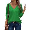 Осенние футболки женские топы модные повседневные футболки с V-образным вырезом и длинными рукавами с пуговицами и кружевной вышивкой женские